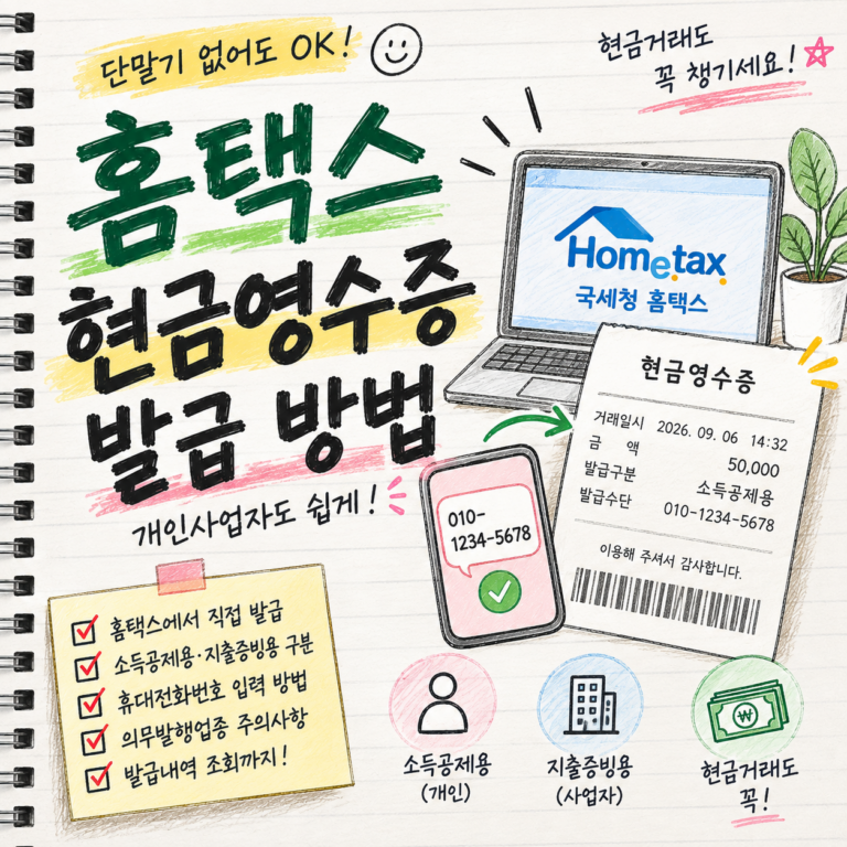 홈택스 현금영수증 발급 안내