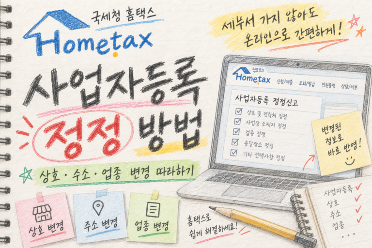홈택스 사업자등록 정정 안내
