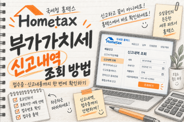 홈택스 부가가치세 신고내역 조회 안내
