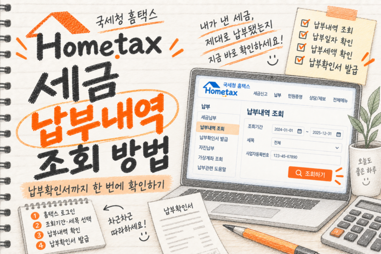 홈택스 세금 납부내역 조회 방법