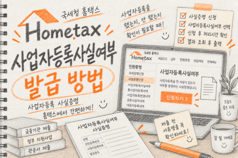 홈택스 사업자등록 사실증명 안내