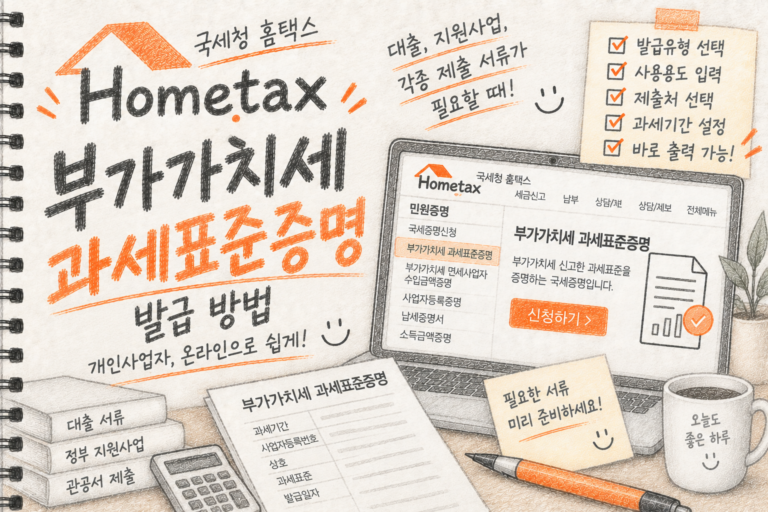 홈택스 부가가치세 증명서 발급 안내