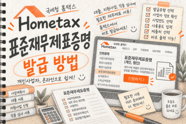 국세청 홈택스 재무제표 발급 안내
