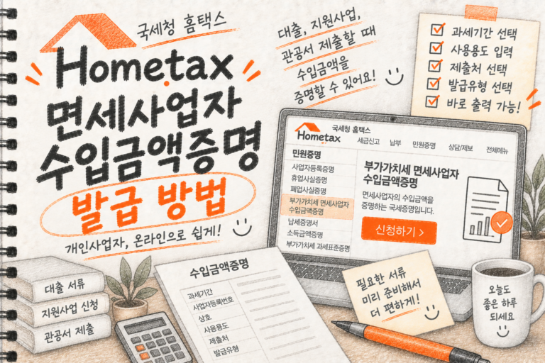 홈택스 면세사업자 증명서 발급 가이드